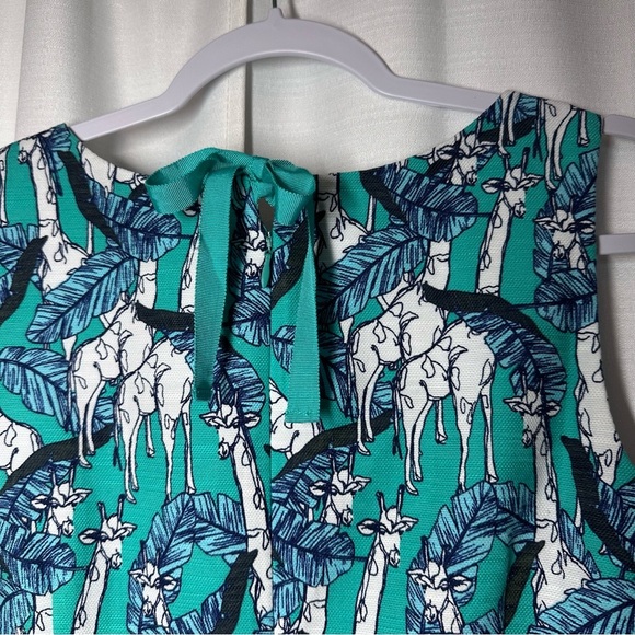 New Talbots Womens Sheath Dress Giraffe Print Sleeveless Stretch Zip 8P Hawaiian - Picture 9 of 11